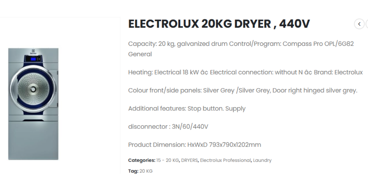 Electrolux 20Kg Washing Machine